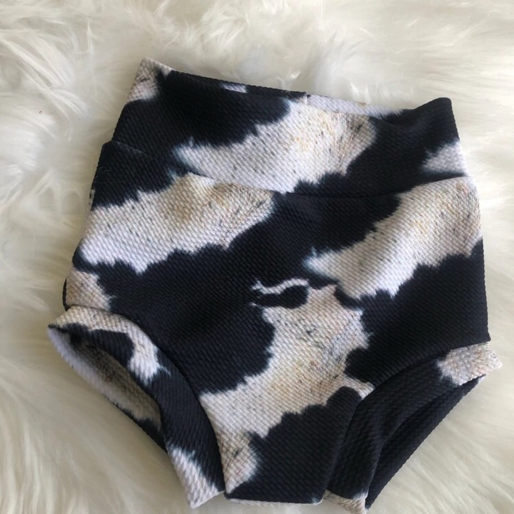 Cow print bummies baby shorts handmade country